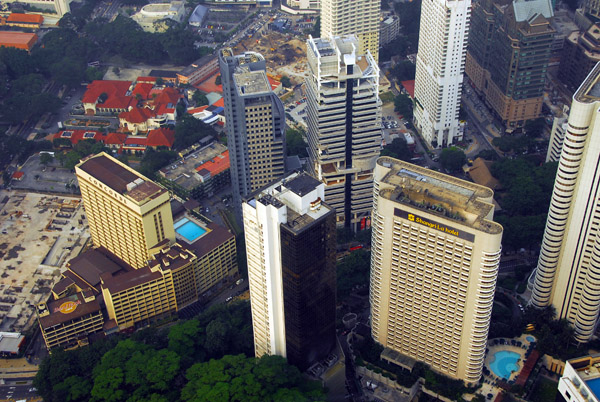 Looking town at the Shangi La and Concorde Hotels, Kuala Lumpur