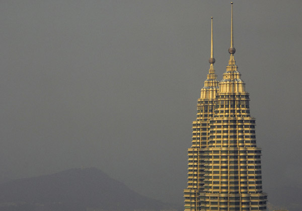 Petronas Towers seen from Menara Kuala Lumpur, KL Tower