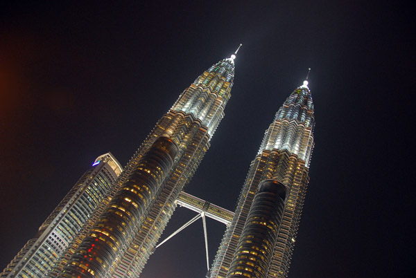 Petronas Towers, night, at an angle