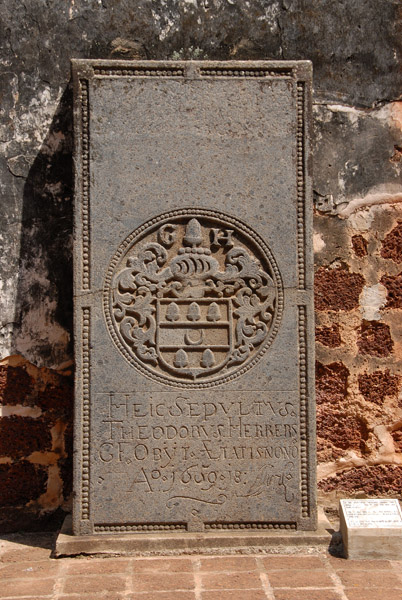 Dutch tombstone, St. Paul's Church, Malacca, 1659