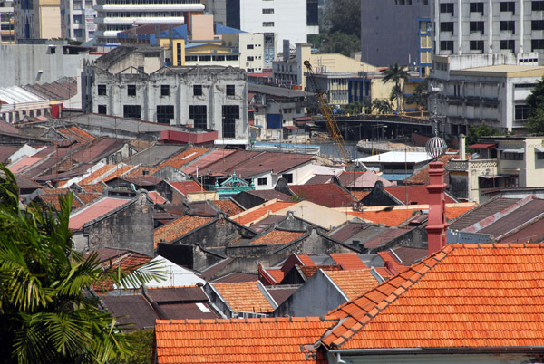 Tiled rooftops of Melaka's Old Town from St. Paul's Hill