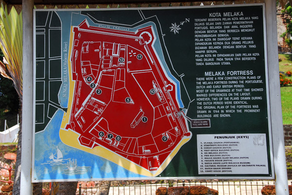 Map of Melaka Fortress (Fort St. John) as it appeard before the British destroyed it