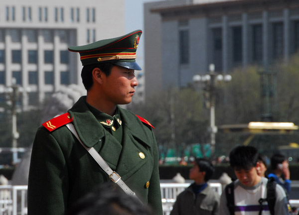 Chinese soldier on guard duty, Tiananmen Square
