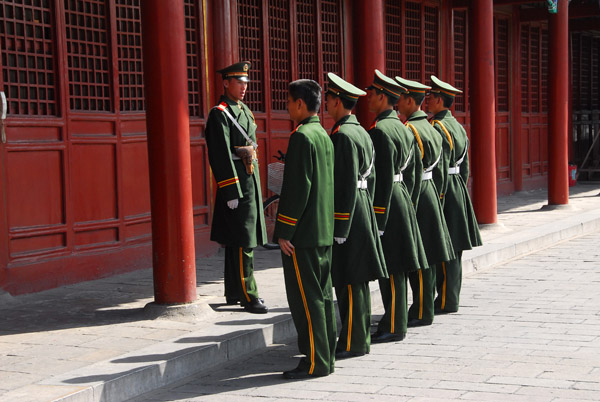 Forbidden City ceremonial guards being inspected