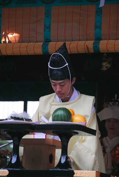Shinto priest officiating at a wedding, Kamakura