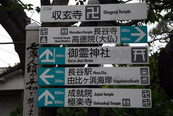 Signpost for the various sites in western Kamakura