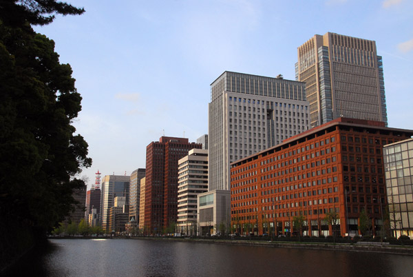 Imperial Palace Moat with Central Tokyo along Hibiya-dori