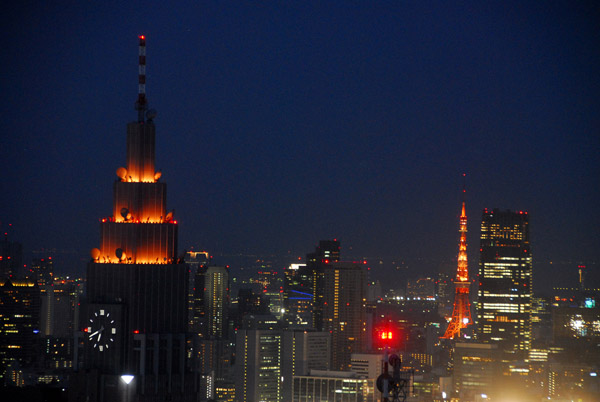 NTT DoCoMa Yoyogi with Tokyo Tower and Roppongi in the distance, night