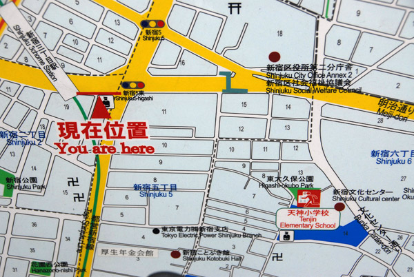 Map of Shinjuku-higashi area