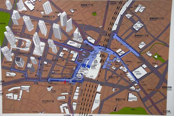 Map of Shinjuku District, Tokyo