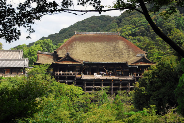 Hondo, or Main Hall of Kiyomizu-dera, supported on wooden pillars