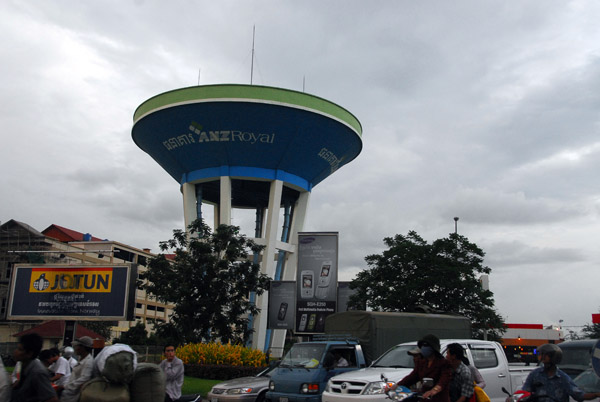 Watertower with advertising for ANZ Royal, Phnom Penh