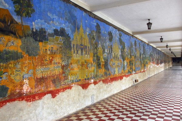 Gallery of Ramaketi frescoes, Wat Preah Keo, Phnom Penh