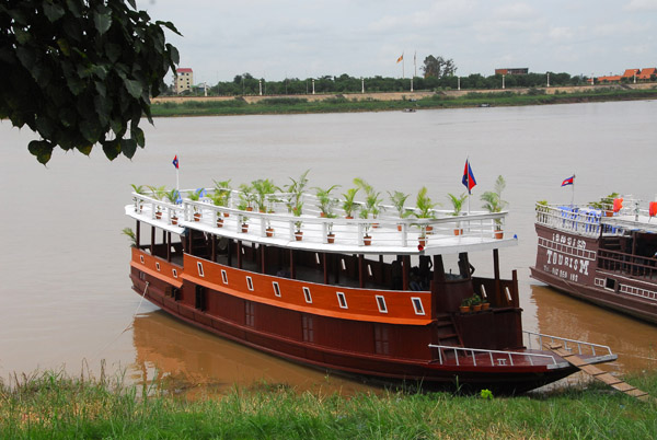 A new-looking addition to Phnom Penh's Mekong River tourist boat fleet