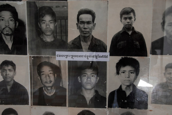 Rooms of the Tuol Sleng Genocide Museum contain thousands of photos taken by the Khmer Rouge of their victims