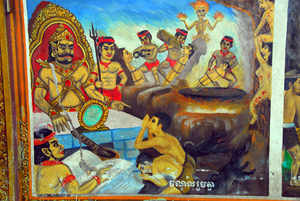 Wat Lang Ka wall mural - scenes of torture