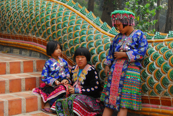 Thai children in the traditional clothing of hill tribes, Doi Suthep