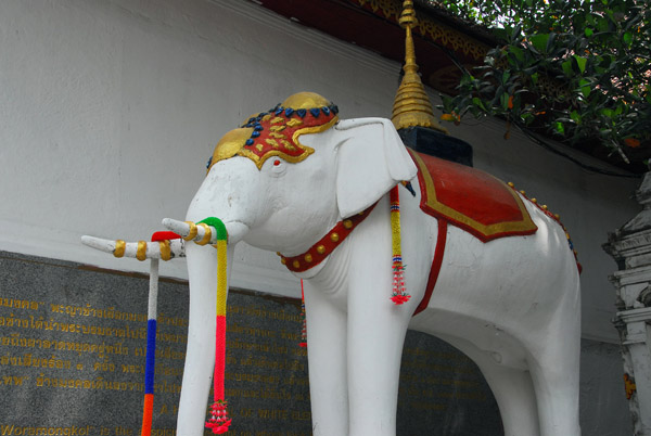 White elephant shrine commemorating the founding of the temple
