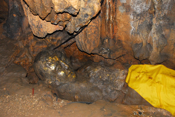 Cave formation carved into a Reclining Buddha, Chiang Dao Cave