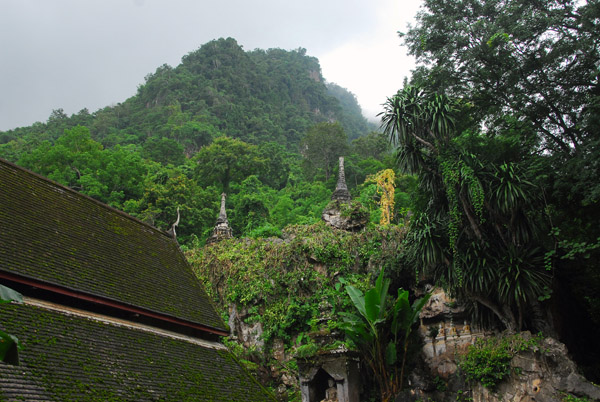Jungle-clad peaks with stupas, Chiang Dao