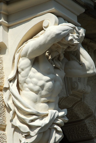 Sculpted column support, south facade, Linderhof