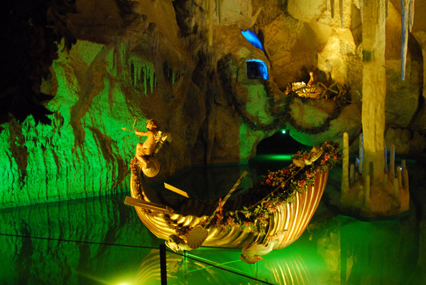 King Ludwig II's golden shell boat, Venus Grotto, Schloßpark Linderhof