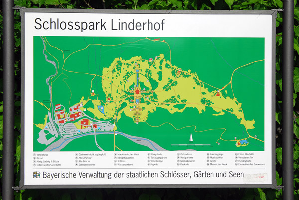 Map of Schlosspark Linderhof, Upper Bavaria