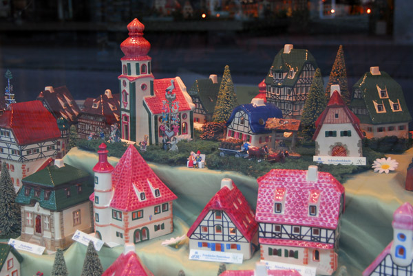 Ceramic village buildings in a Garmisch shop