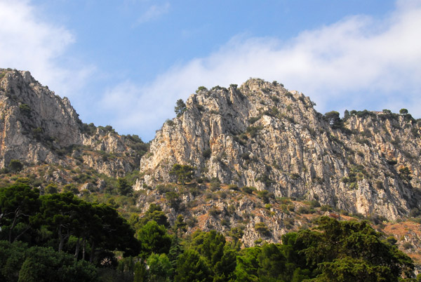 Mountains along the railway line between Monaco and Nice