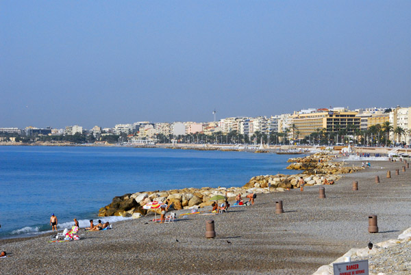 Beach of Nice along the Promenade des Anglais