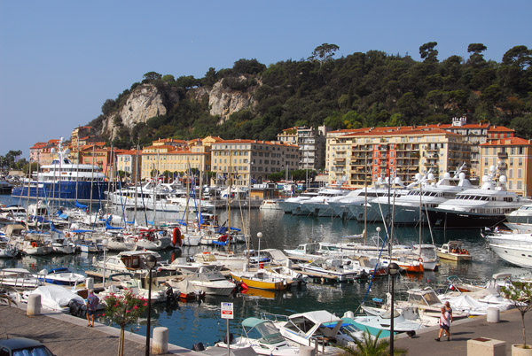 Port of Nice with Castle Hill and Quai de Lunel