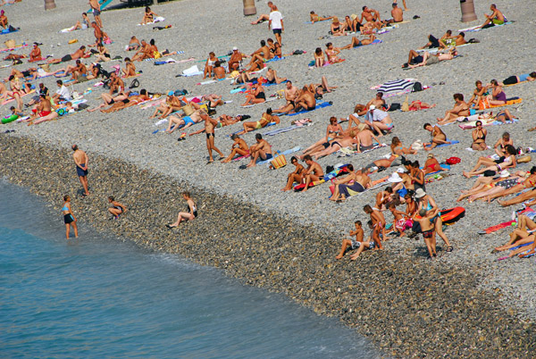 Nice in August, popular dispite the rocky beach and high prices