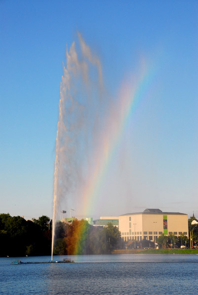Hamburg Alster Fountain with rainbow