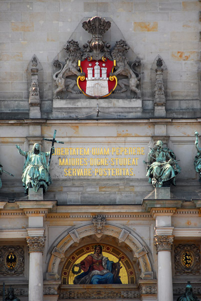 Above the main Rathaus entrance, Hamburg