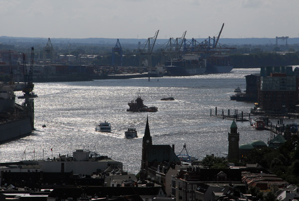 Port of Hamburg, Elbe River, from Nikolaikirche