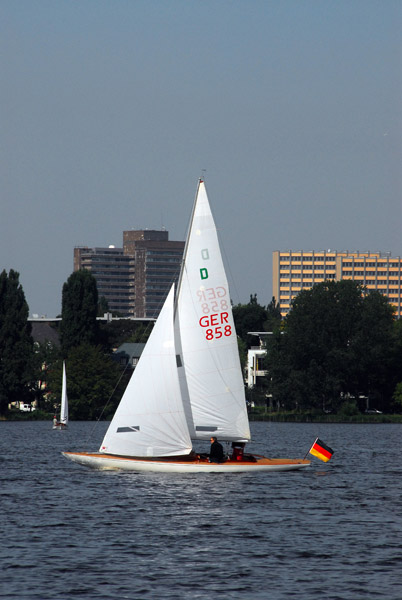 Sailboat on the Auenalster, Hamburg