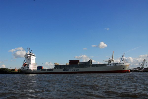 UNIFEEDER container ship Sven at home port of Hamburg