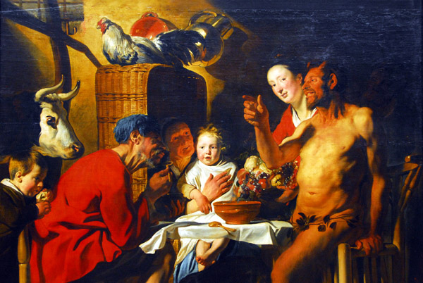 Jacob Jordaens (1593-1675) Satyr with Farmers - Der Satyr beim Bauern