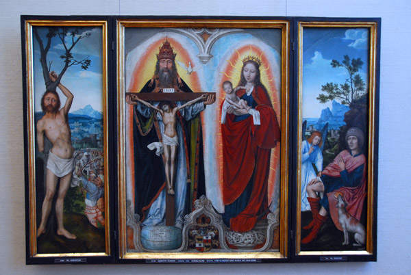 Quentin Massys (1465-1530) Altar with The Trinity, Madonna and Child, St. Sebastian and St. Rochus