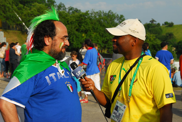 Italy fan giving an interview