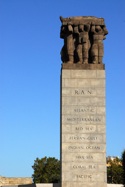 Cenotaphy inscribed with Royal Australian Navy operational theaters
