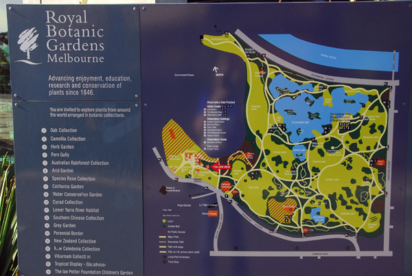 Map of the Royal Botanic Gardens, Melbourne
