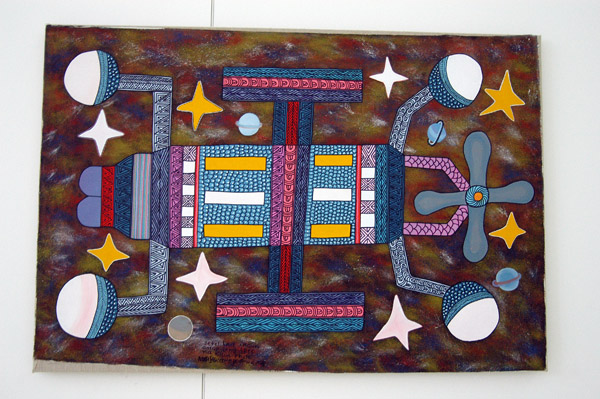 Papua New Guinea artist Mathias Mauage's interpretation of a satellite using traditional designs, 1999