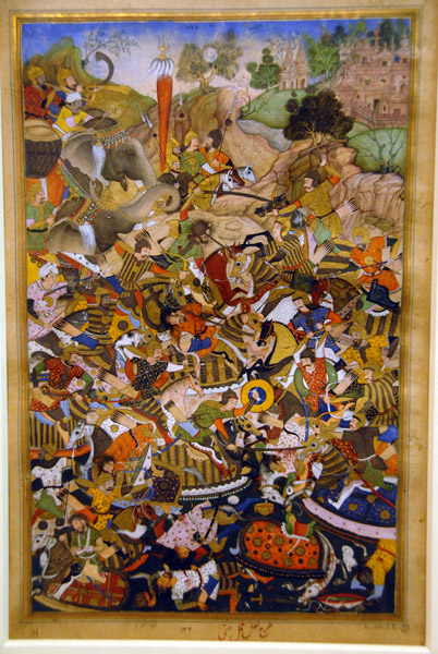 Battle Scene from the Akbarnama, ca 1590, Mughal (India)