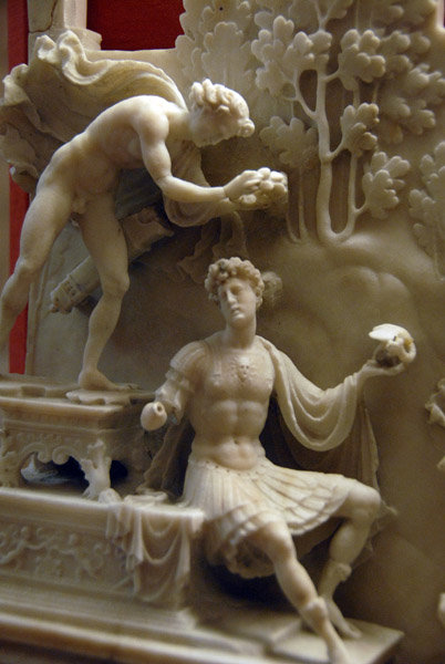 Detail, warrior being crowned by Apollo