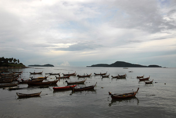 Long-tail boats at the fishing village, east Rawai Beach