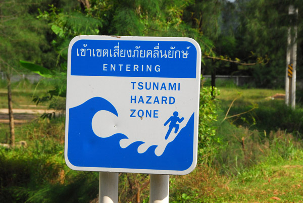 Phuket plans to be ready next time - Tsunami Hazard Zone sign
