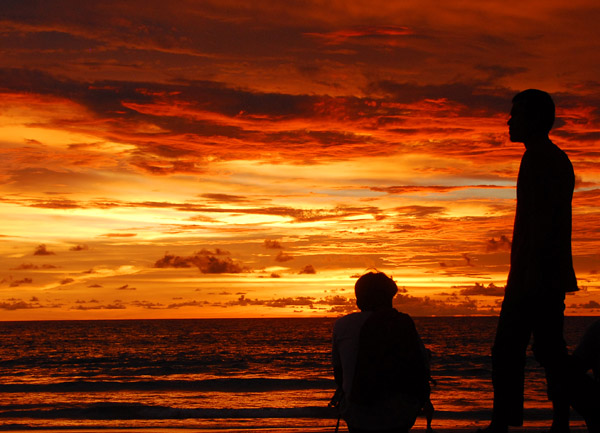 Silhouettes with colorful sky, Patong Beach, Phuket