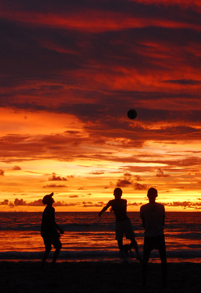 Soccer on the beach, silhouette, Patong