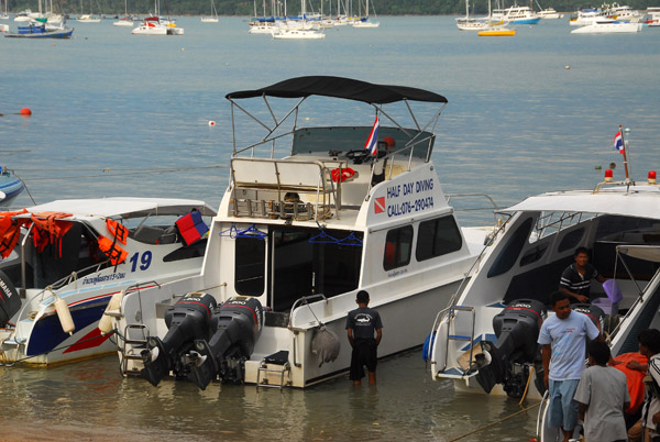Eden Divers boat pulled up, Chalong Bay